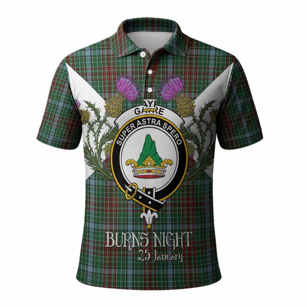 Gayre Tartan Family Crest Polo Shirt Scottish Burns Night Thistle Floral
