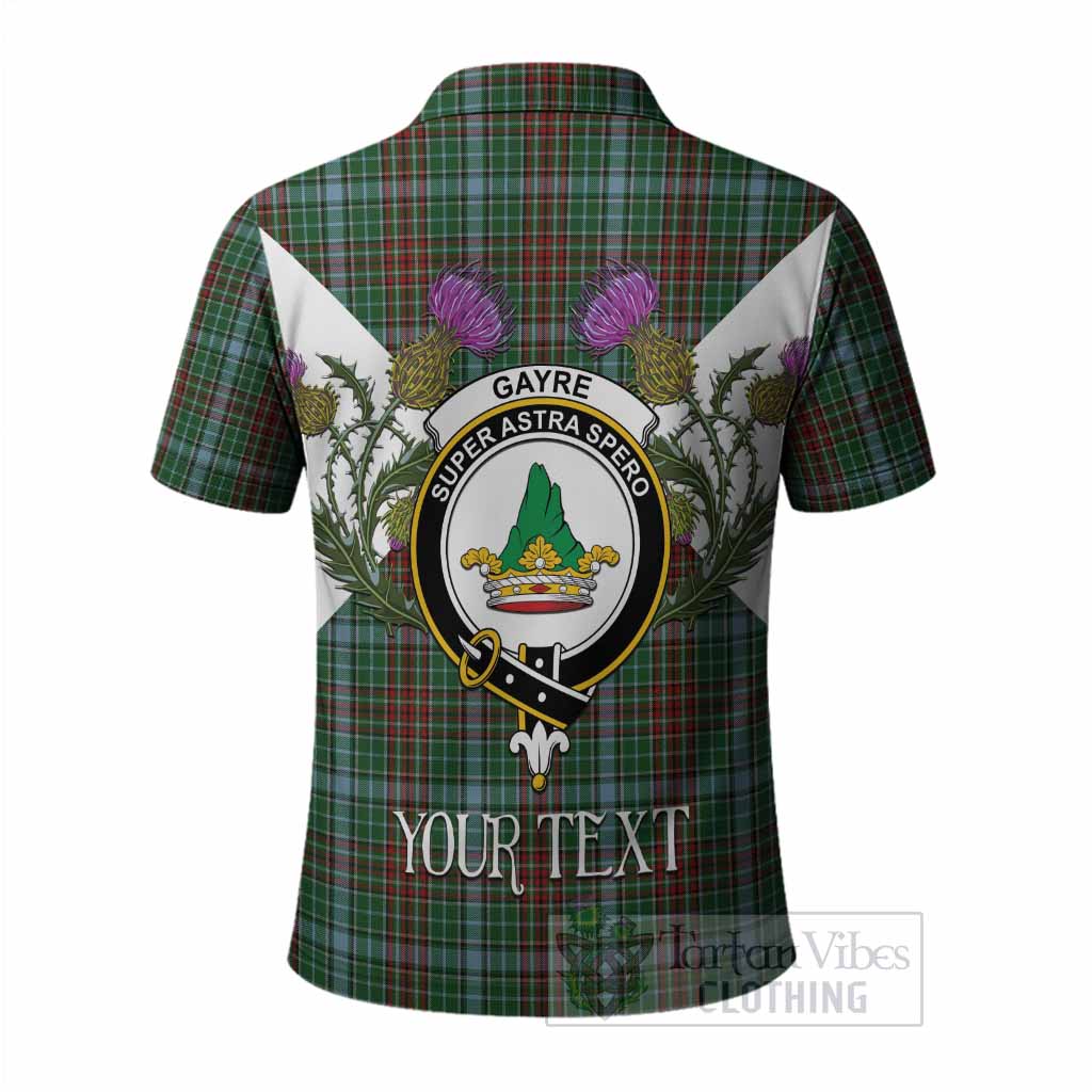 Gayre Tartan Family Crest Polo Shirt Scottish Burns Night Thistle Floral
