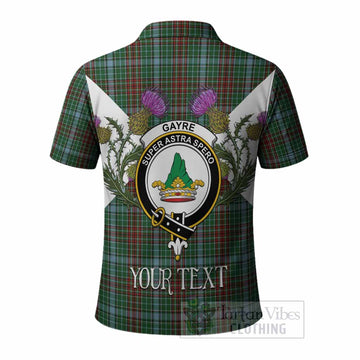 Gayre Tartan Family Crest Polo Shirt Scottish Burns Night Thistle Floral