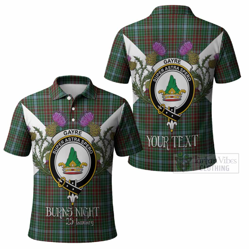 Gayre Tartan Family Crest Polo Shirt Scottish Burns Night Thistle Floral