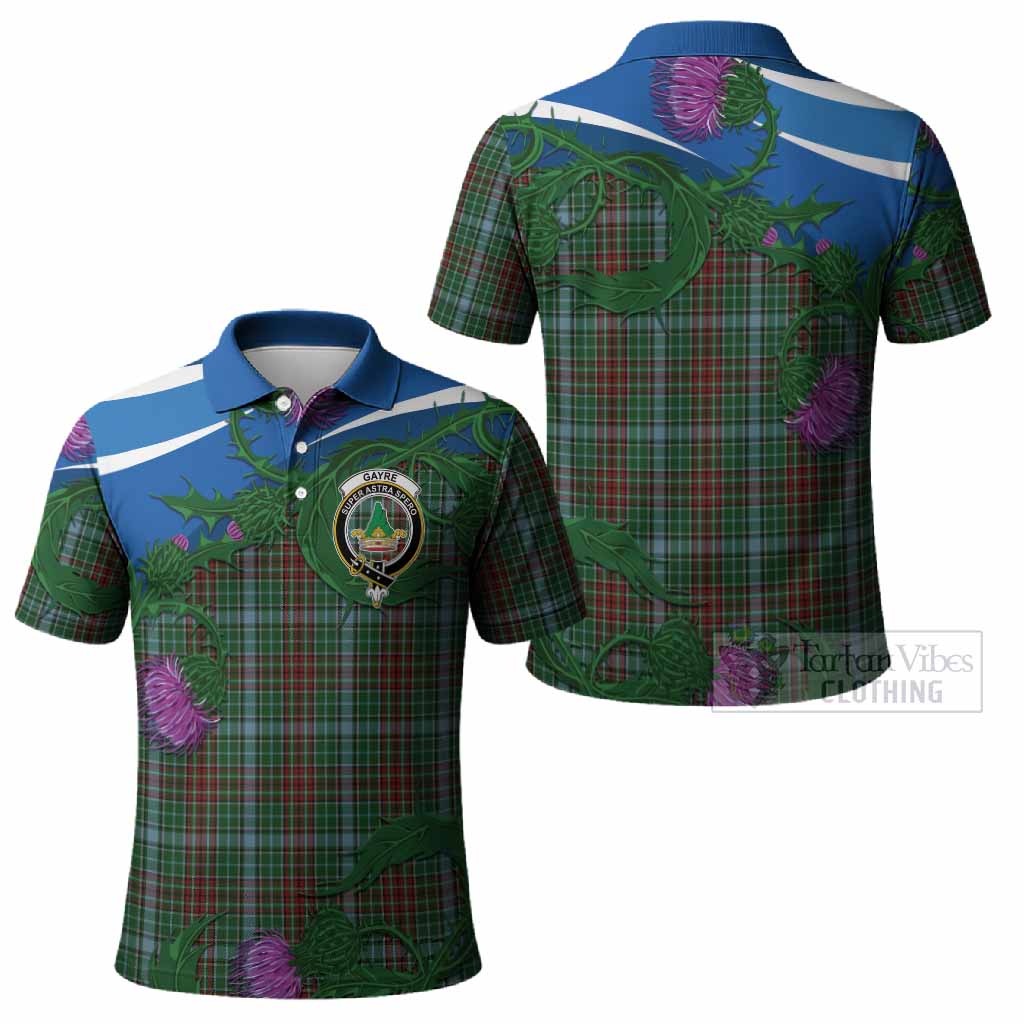 Gayre Tartan Family Crest Polo Shirt Thistle in Minimalism