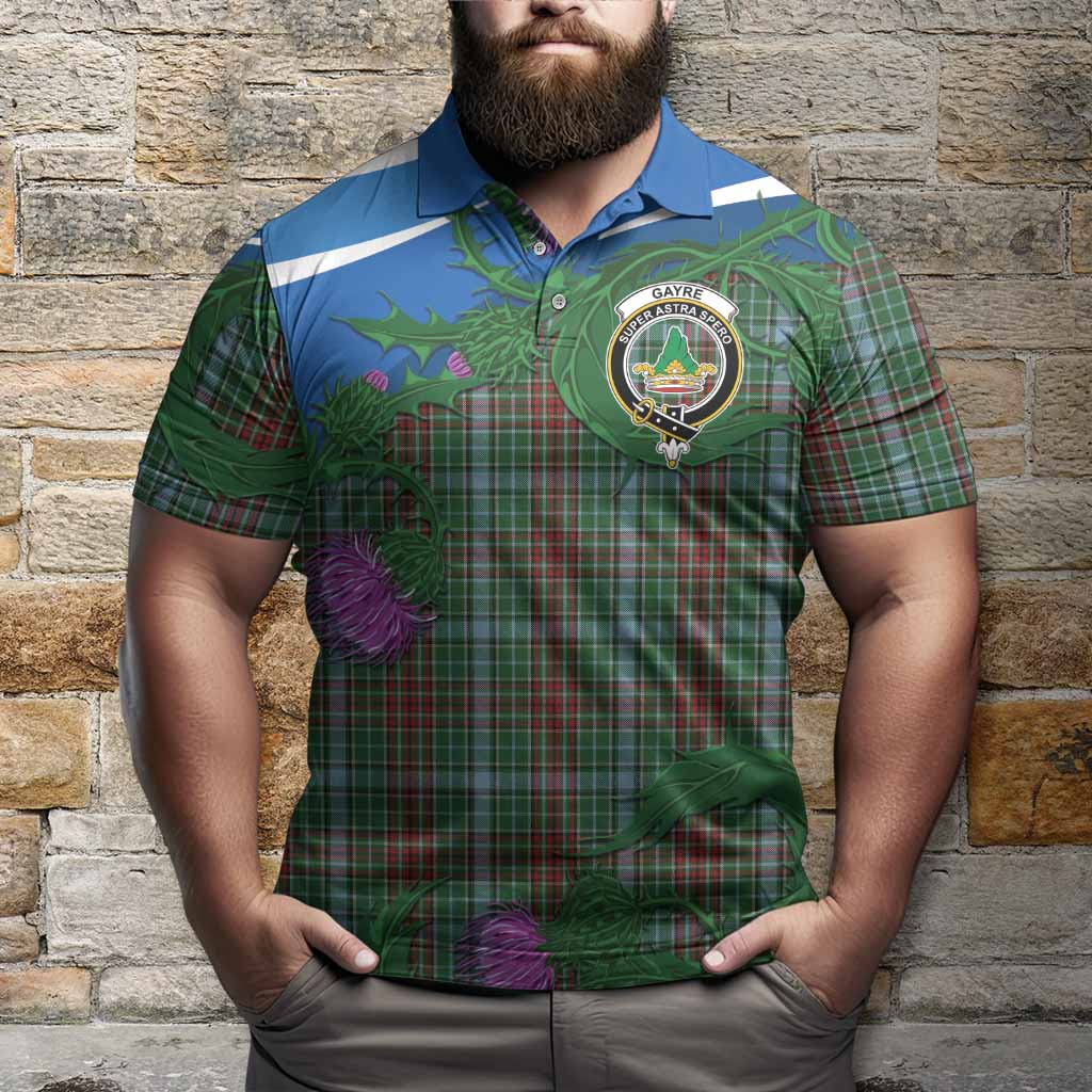 Gayre Tartan Family Crest Polo Shirt Thistle in Minimalism