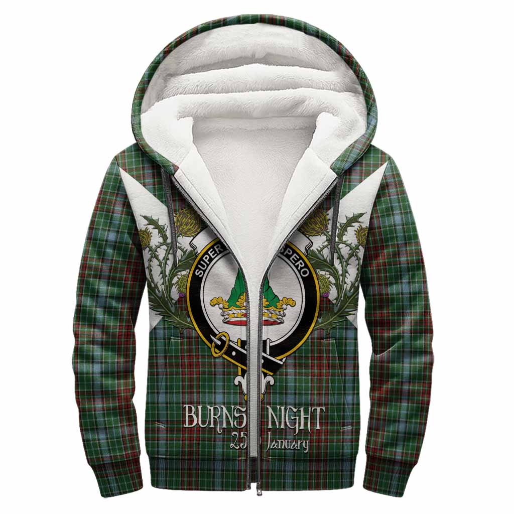 Gayre Tartan Family Crest Sherpa Hoodie Scottish Burns Night Thistle Floral
