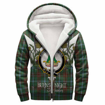 Gayre Tartan Family Crest Sherpa Hoodie Scottish Burns Night Thistle Floral