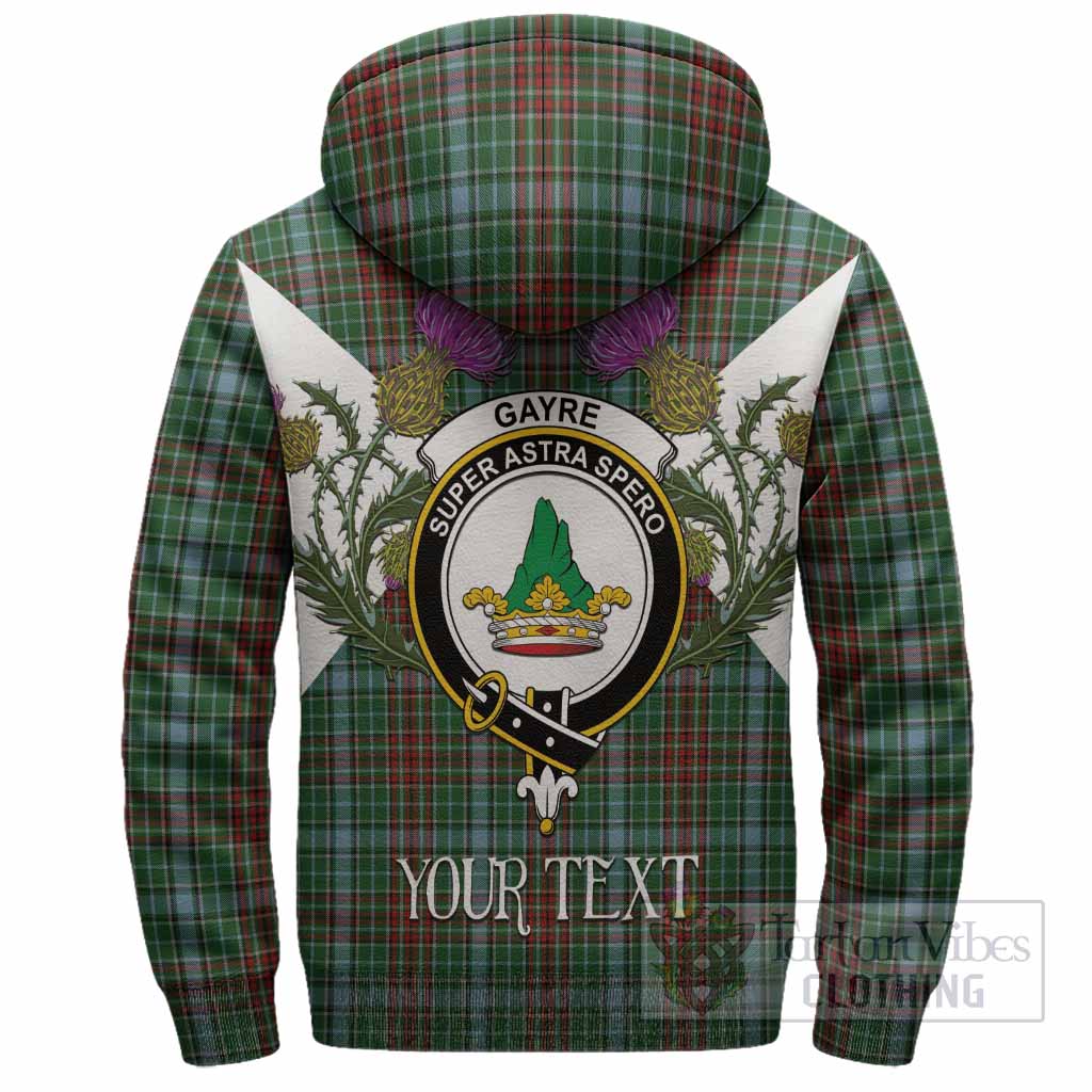 Gayre Tartan Family Crest Sherpa Hoodie Scottish Burns Night Thistle Floral