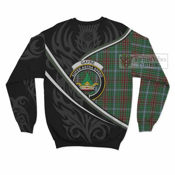 Gayre Tartan Family Crest Sweatshirt Celtic Scottish Thistle Floral