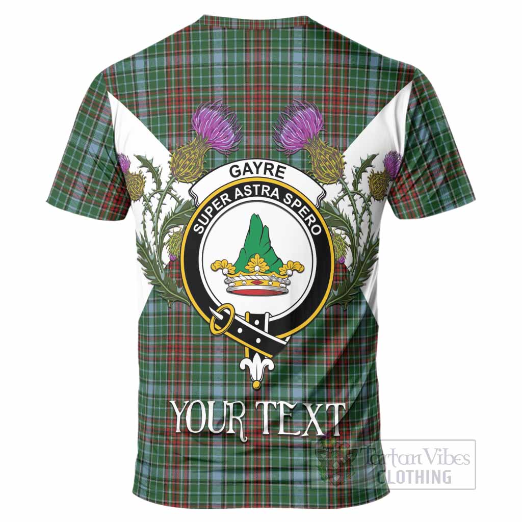 Gayre Tartan Family Crest T-Shirt Scottish Burns Night Thistle Floral