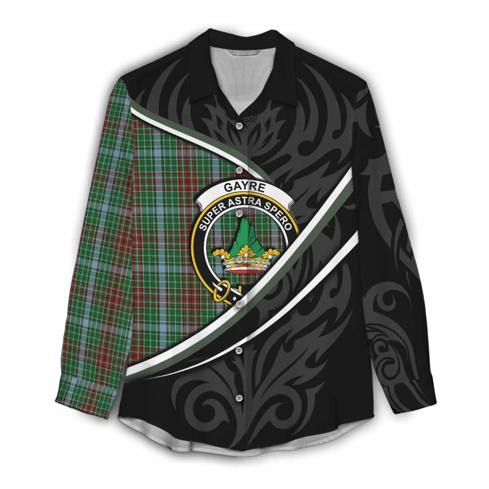 Gayre Tartan Family Crest Women Casual Shirt Celtic Scottish Thistle Floral - Tartan Vibes Clothing