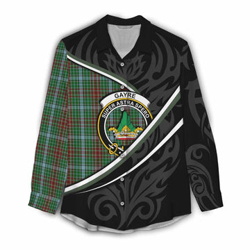 Gayre Tartan Family Crest Women Casual Shirt Celtic Scottish Thistle Floral