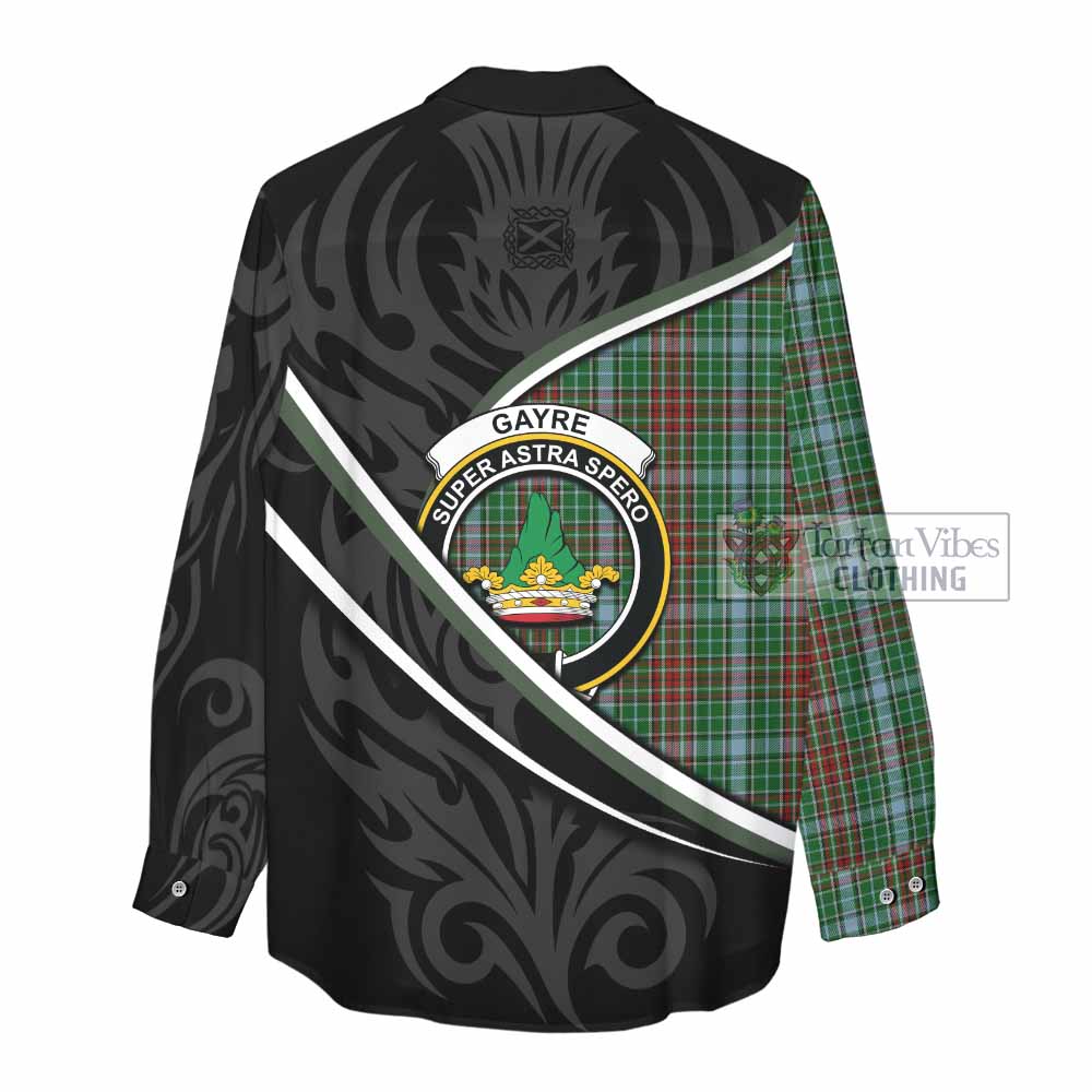 Gayre Tartan Family Crest Women Casual Shirt Celtic Scottish Thistle Floral - Tartan Vibes Clothing