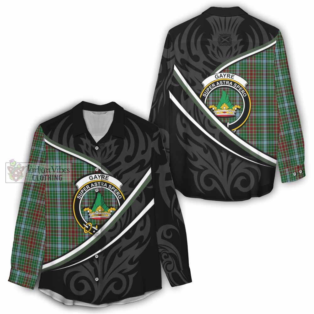 Gayre Tartan Family Crest Women Casual Shirt Celtic Scottish Thistle Floral - Tartan Vibes Clothing