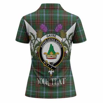 Gayre Tartan Family Crest Women Polo Shirt Scottish Burns Night Thistle Floral