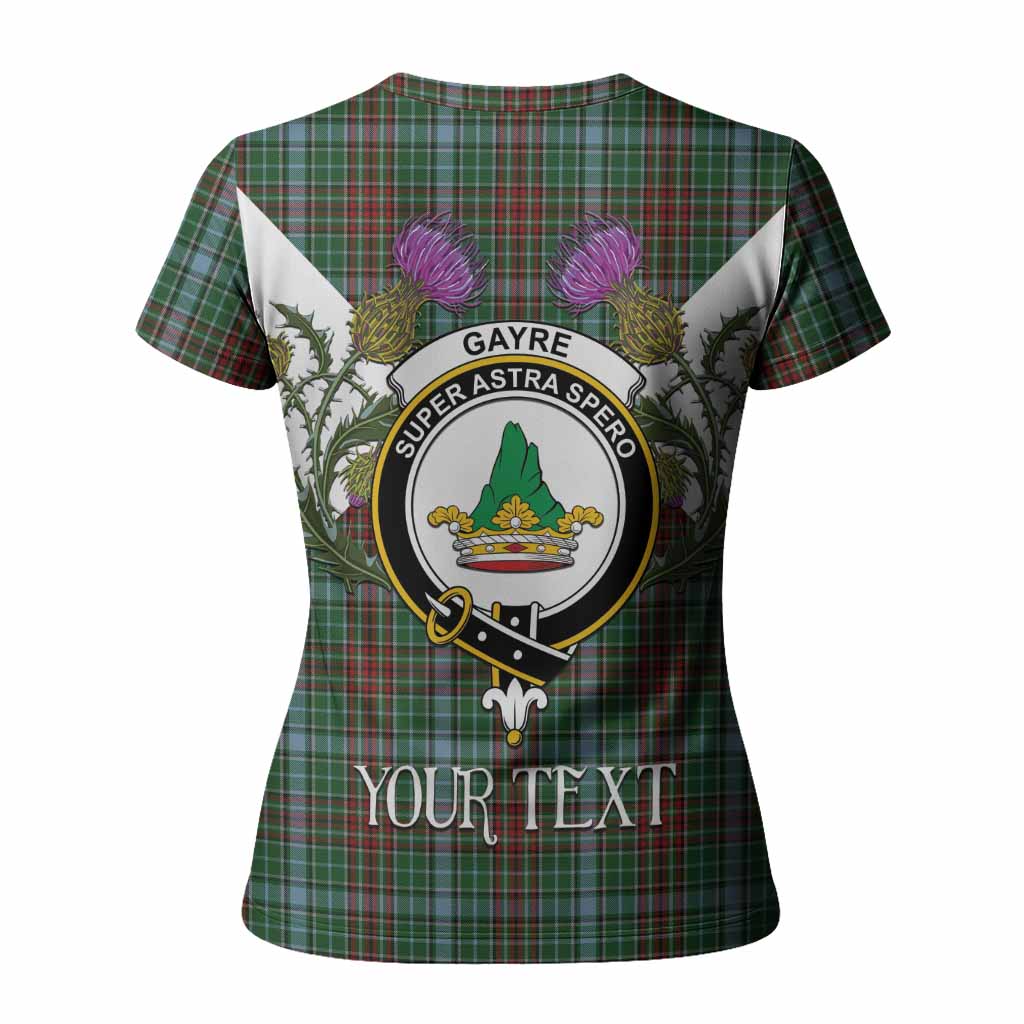 Gayre Tartan Family Crest Women T shirt Scottish Burns Night Thistle Floral