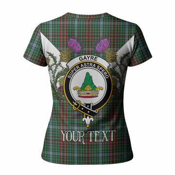Gayre Tartan Family Crest Women T shirt Scottish Burns Night Thistle Floral