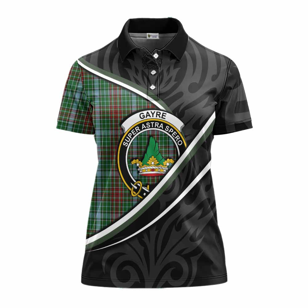 Gayre Tartan Family Crest Women's Polo Shirt Celtic Scottish Thistle Floral - Tartan Vibes Clothing