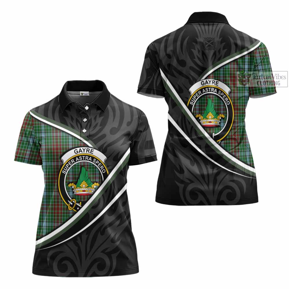 Gayre Tartan Family Crest Women's Polo Shirt Celtic Scottish Thistle Floral - Tartan Vibes Clothing