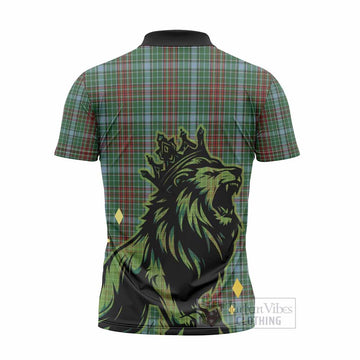 Gayre Tartan Family Crest Zipper Polo Shirt Crowned Lion Roaring