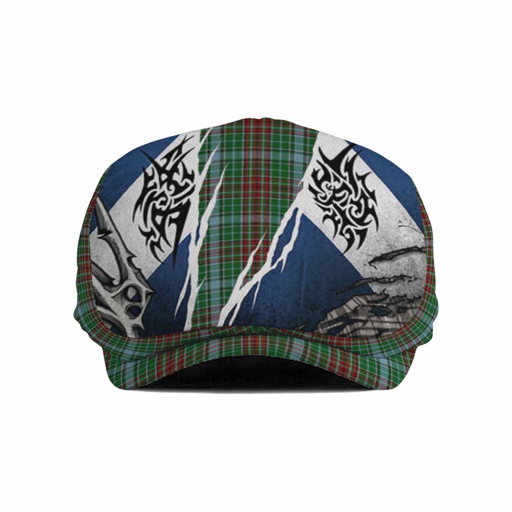Gayre Tartan Flat Cap, Jeff Cap Scotland Flag Ripped Tribal Design