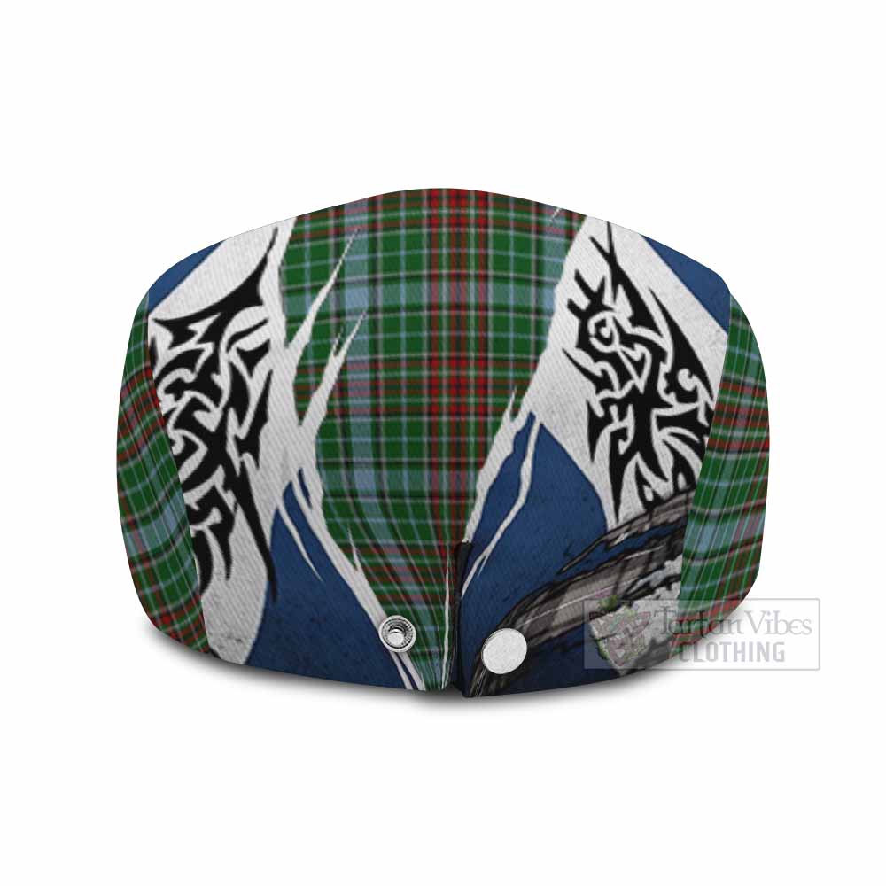 Gayre Tartan Flat Cap, Jeff Cap Scotland Flag Ripped Tribal Design
