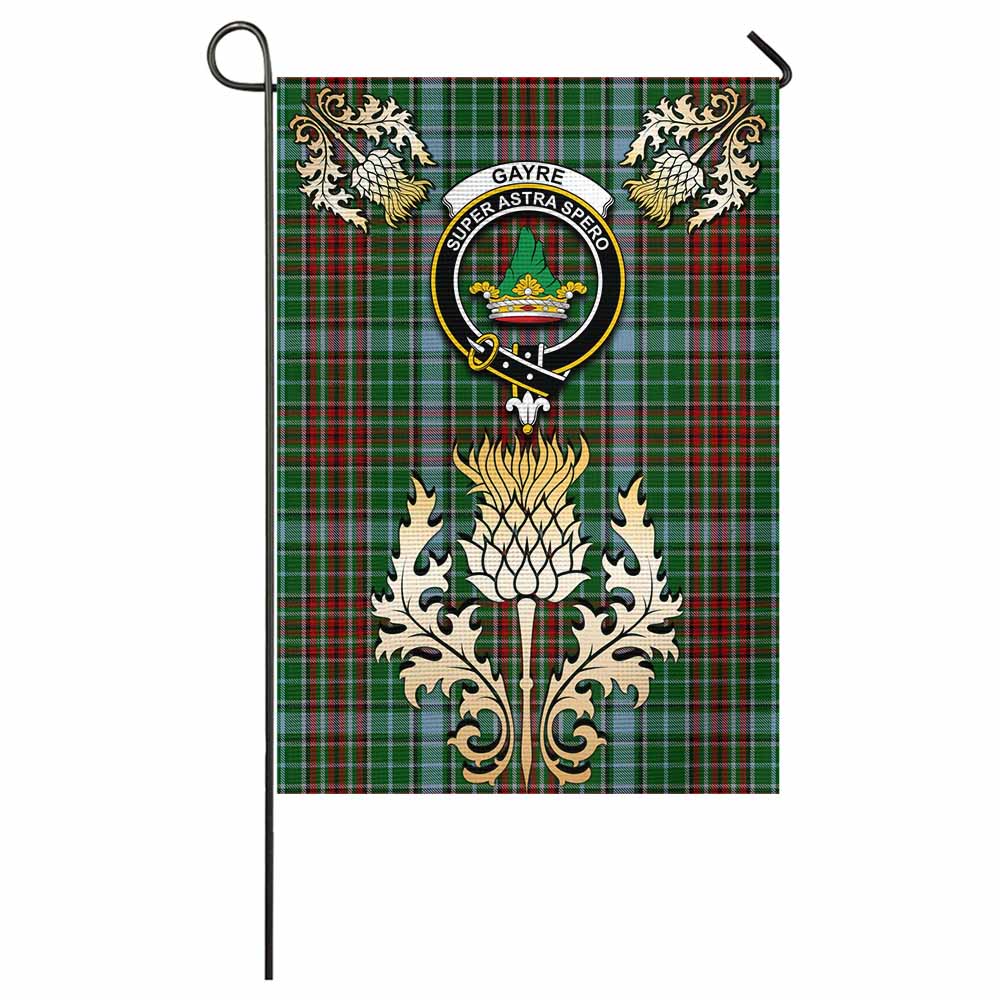 Gayre Tartan Garden Flag with Golden Regal Scottish Thistle Emblem - Tartan Vibes Clothing