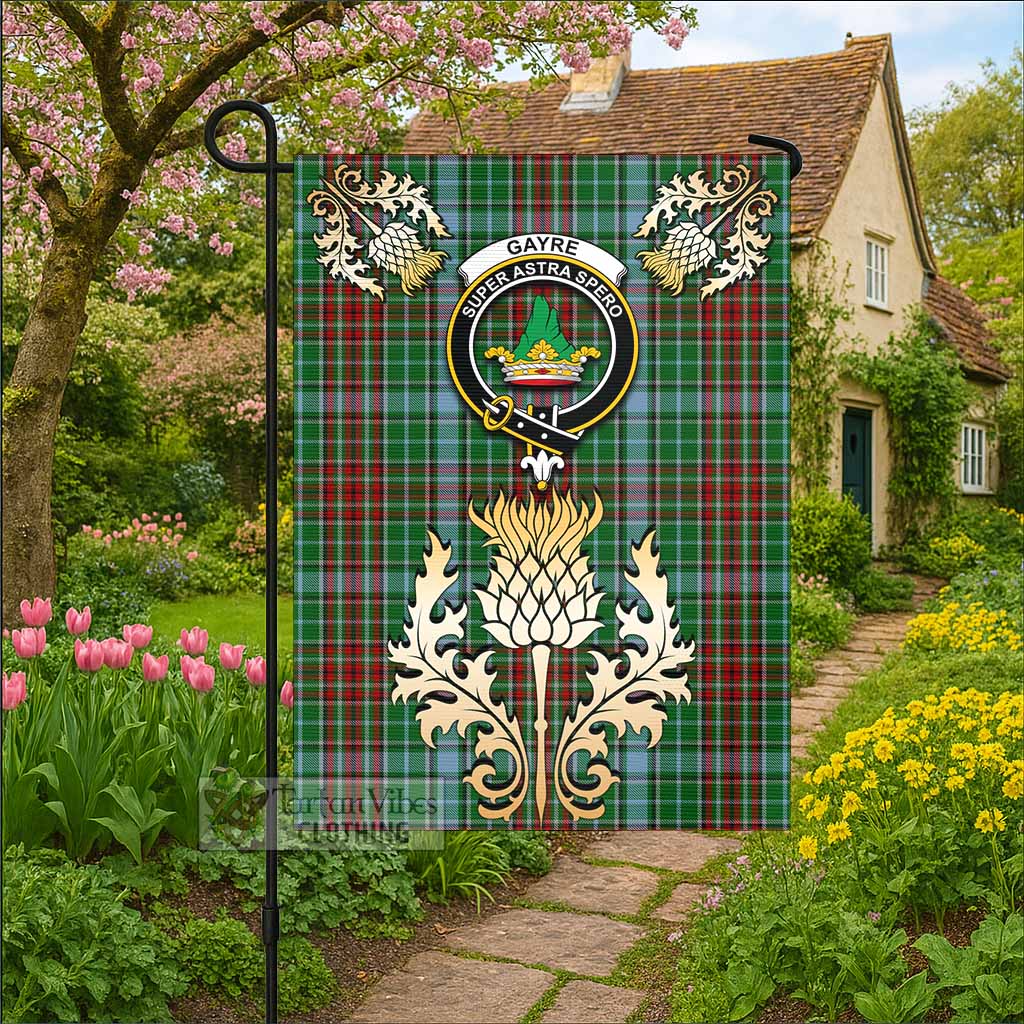 Gayre Tartan Garden Flag with Golden Regal Scottish Thistle Emblem - Tartan Vibes Clothing