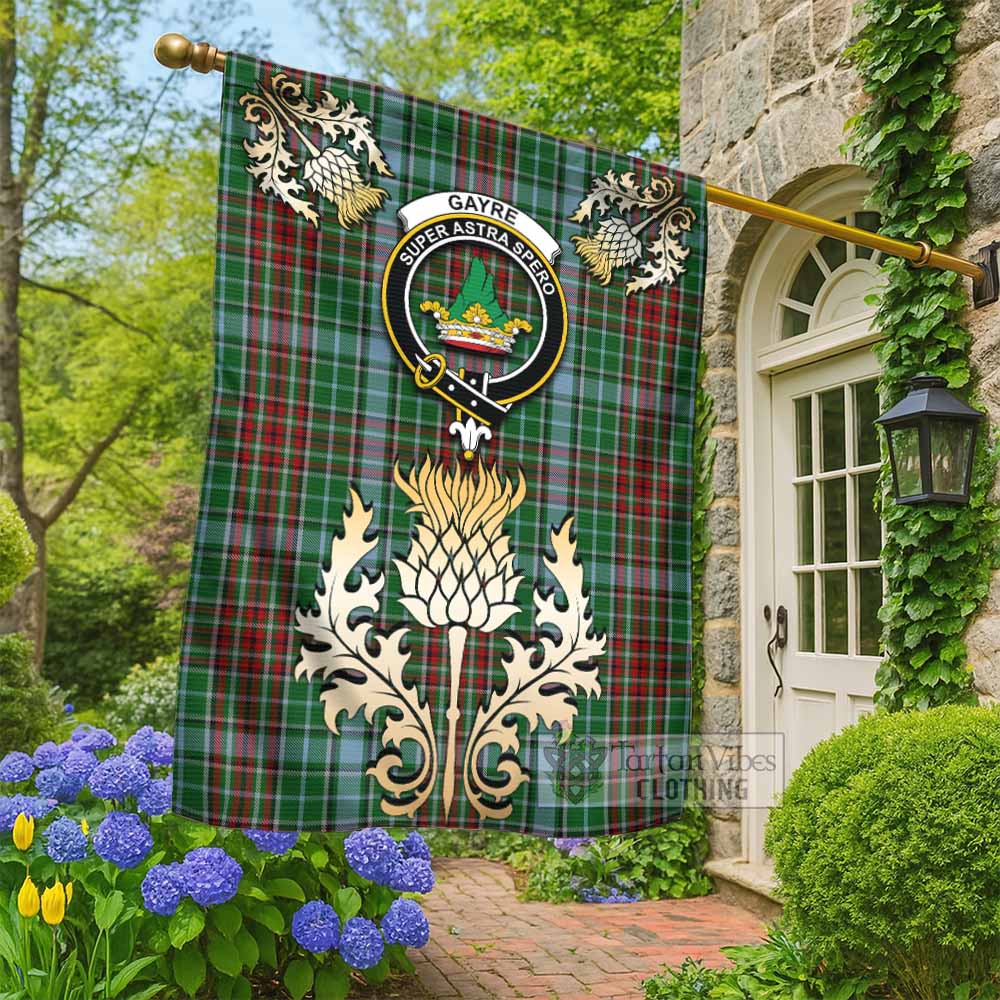 Gayre Tartan Garden Flag with Golden Regal Scottish Thistle Emblem - Tartan Vibes Clothing