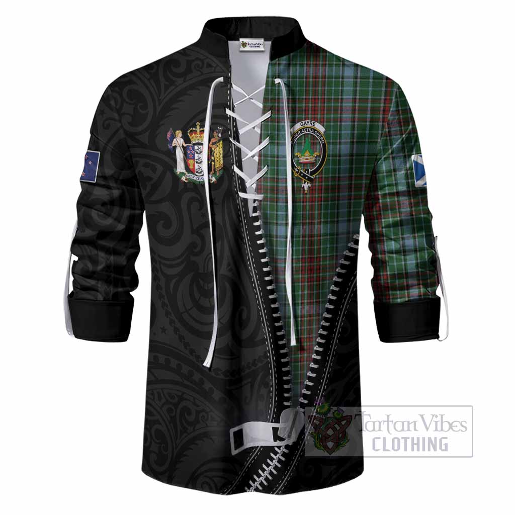 Gayre Tartan Ghillie Shirt New Zealand Pattern Unique Zipper Stylized