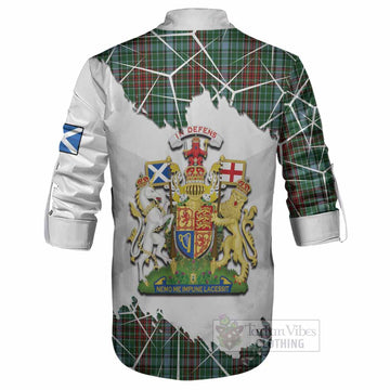 Gayre Tartan Ghillie Shirt with Family Crest and Lion Rampant Grunge Style
