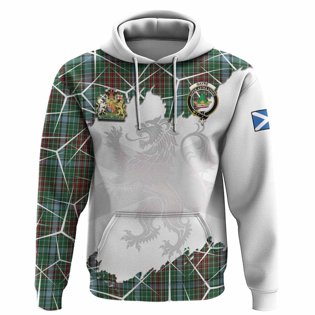 Gayre Tartan Hoodie with Family Crest and Lion Rampant Grunge Style