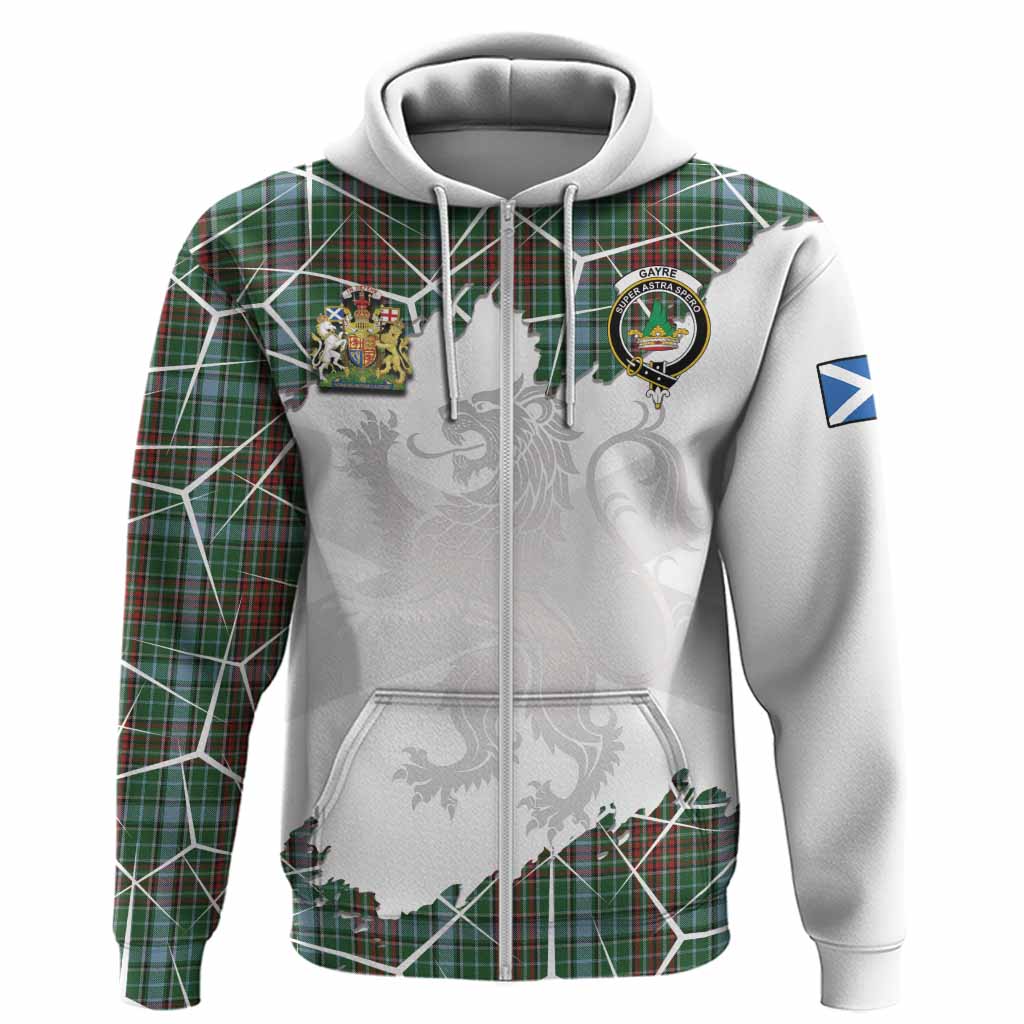 Gayre Tartan Hoodie with Family Crest and Lion Rampant Grunge Style