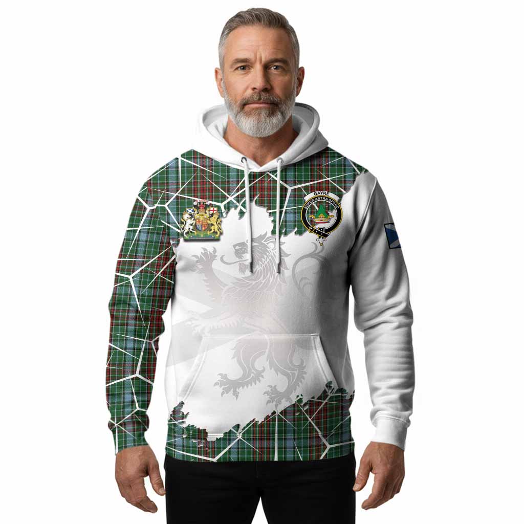 Gayre Tartan Hoodie with Family Crest and Lion Rampant Grunge Style