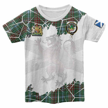 Gayre Tartan Kid T-shirt with Family Crest and Lion Rampant Grunge Style