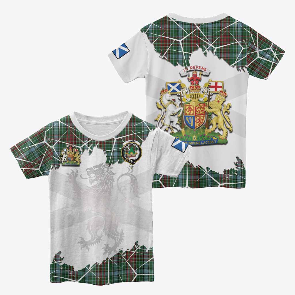 Gayre Tartan Kid T-shirt with Family Crest and Lion Rampant Grunge Style