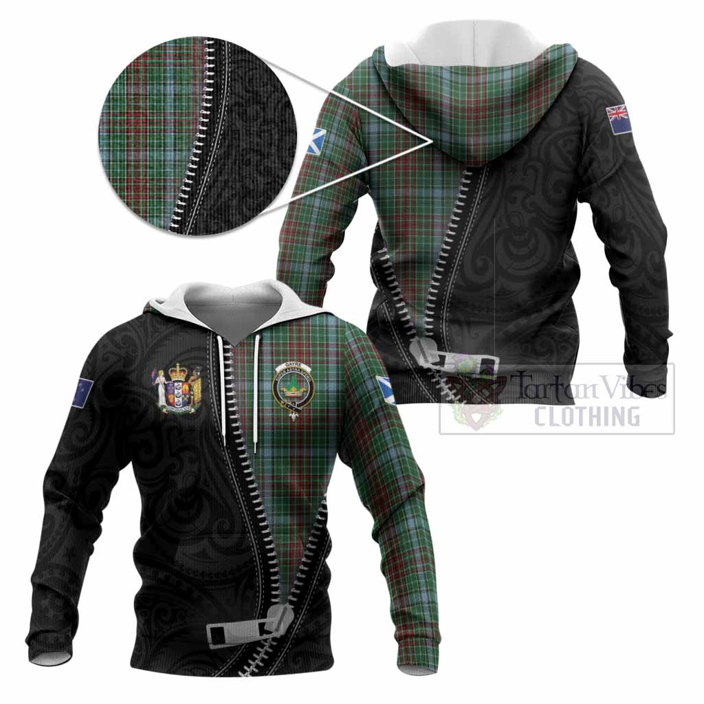 Gayre Tartan Knitted Hoodie New Zealand Pattern Unique Zipper Stylized