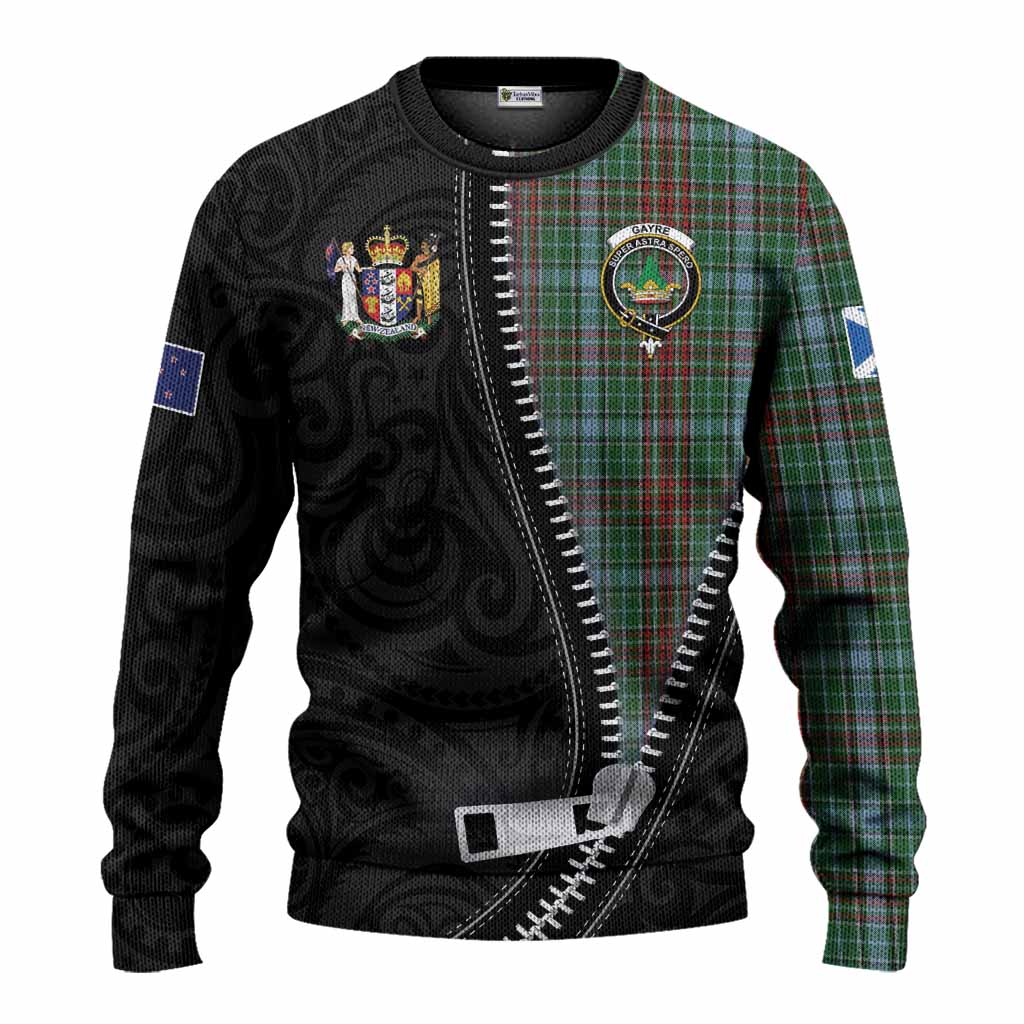 Gayre Tartan Knitted Sweater New Zealand Pattern Unique Zipper Stylized
