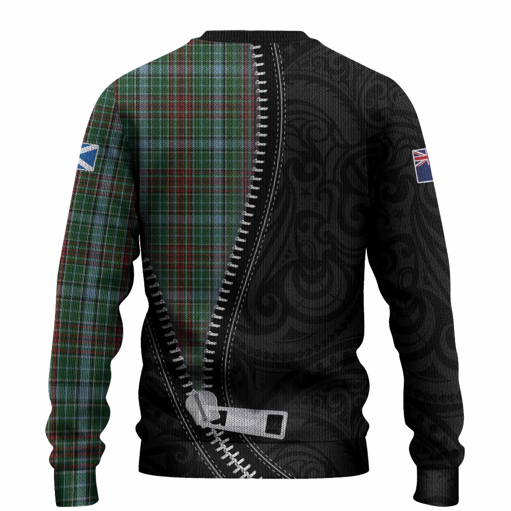 Gayre Tartan Knitted Sweater New Zealand Pattern Unique Zipper Stylized
