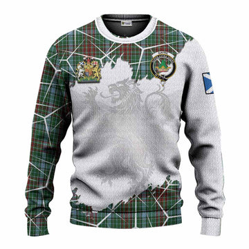 Gayre Tartan Knitted Sweater with Family Crest and Lion Rampant Grunge Style