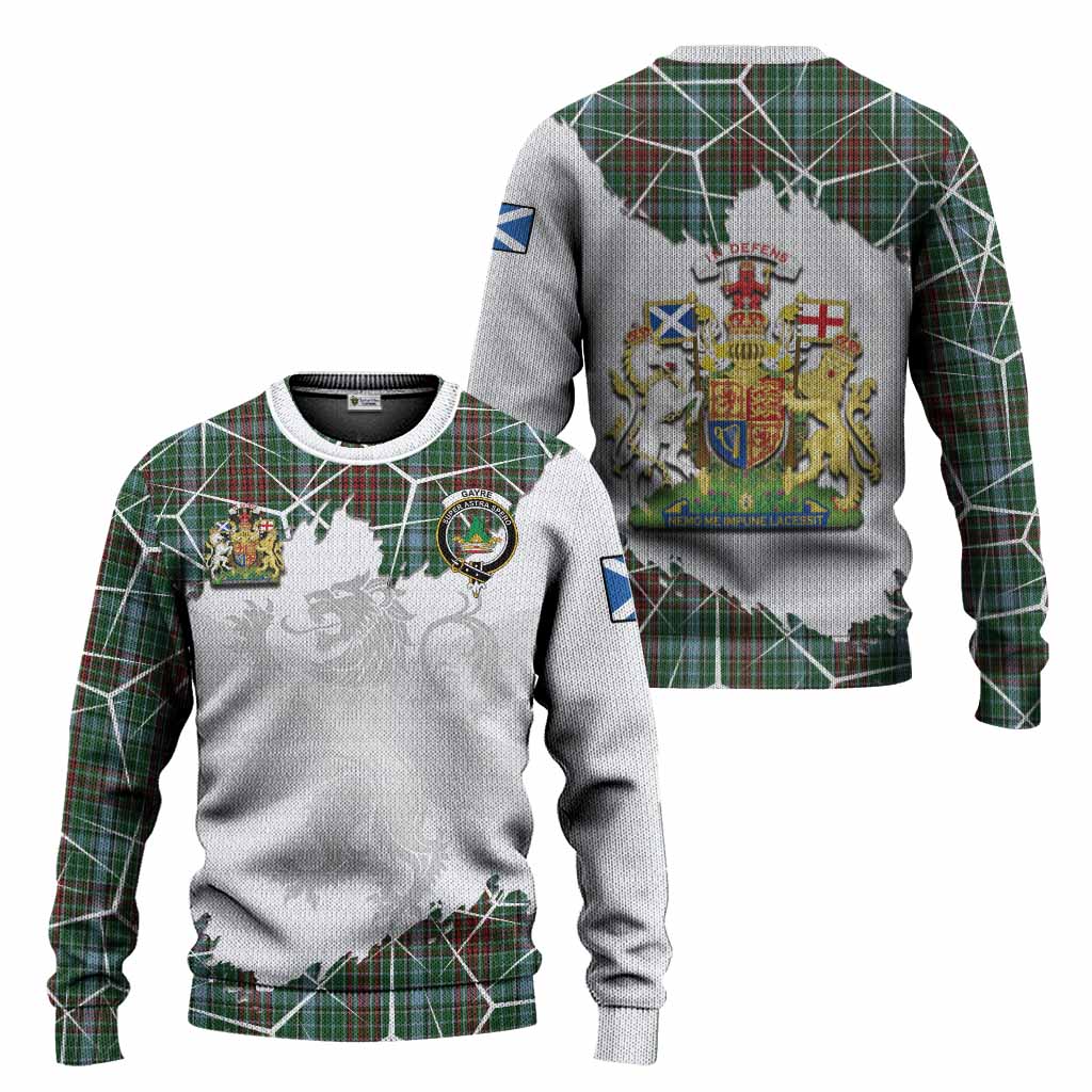 Gayre Tartan Knitted Sweater with Family Crest and Lion Rampant Grunge Style