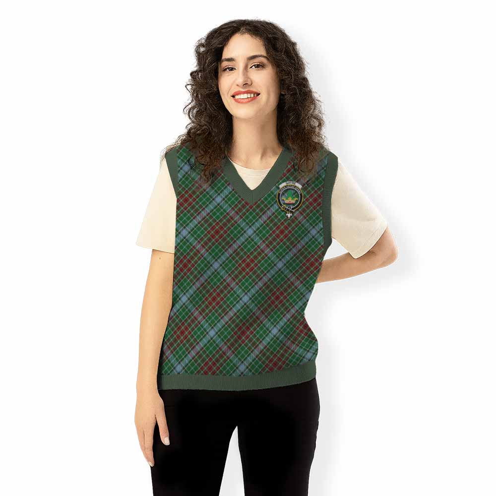 Gayre Tartan Knitted V-Neck Vest with Family Crest Cross Style