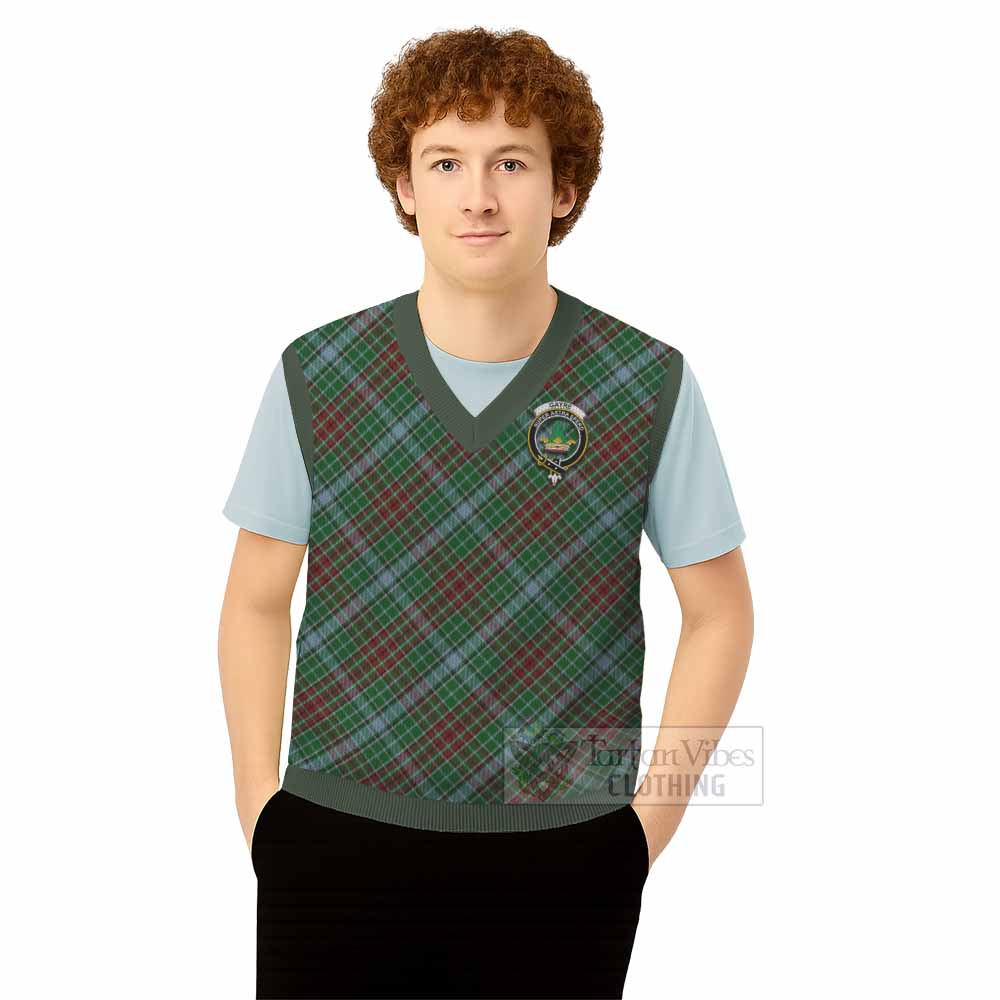Gayre Tartan Knitted V-Neck Vest with Family Crest Cross Style