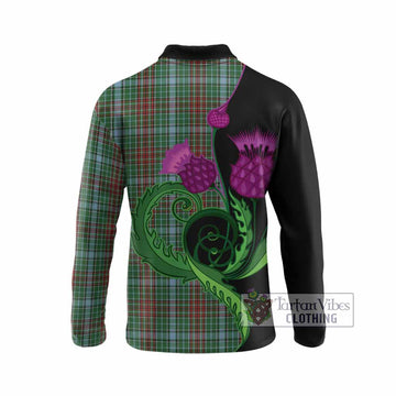 Gayre Tartan Long Sleeve Polo Shirt Traditional Scottish Thistle