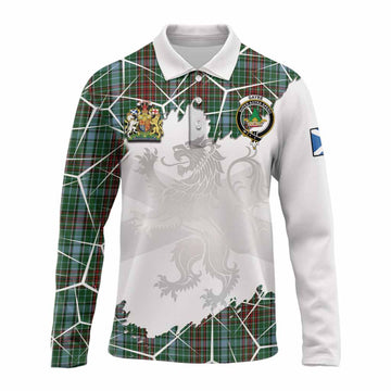 Gayre Tartan Long Sleeve Polo Shirt with Family Crest and Lion Rampant Grunge Style