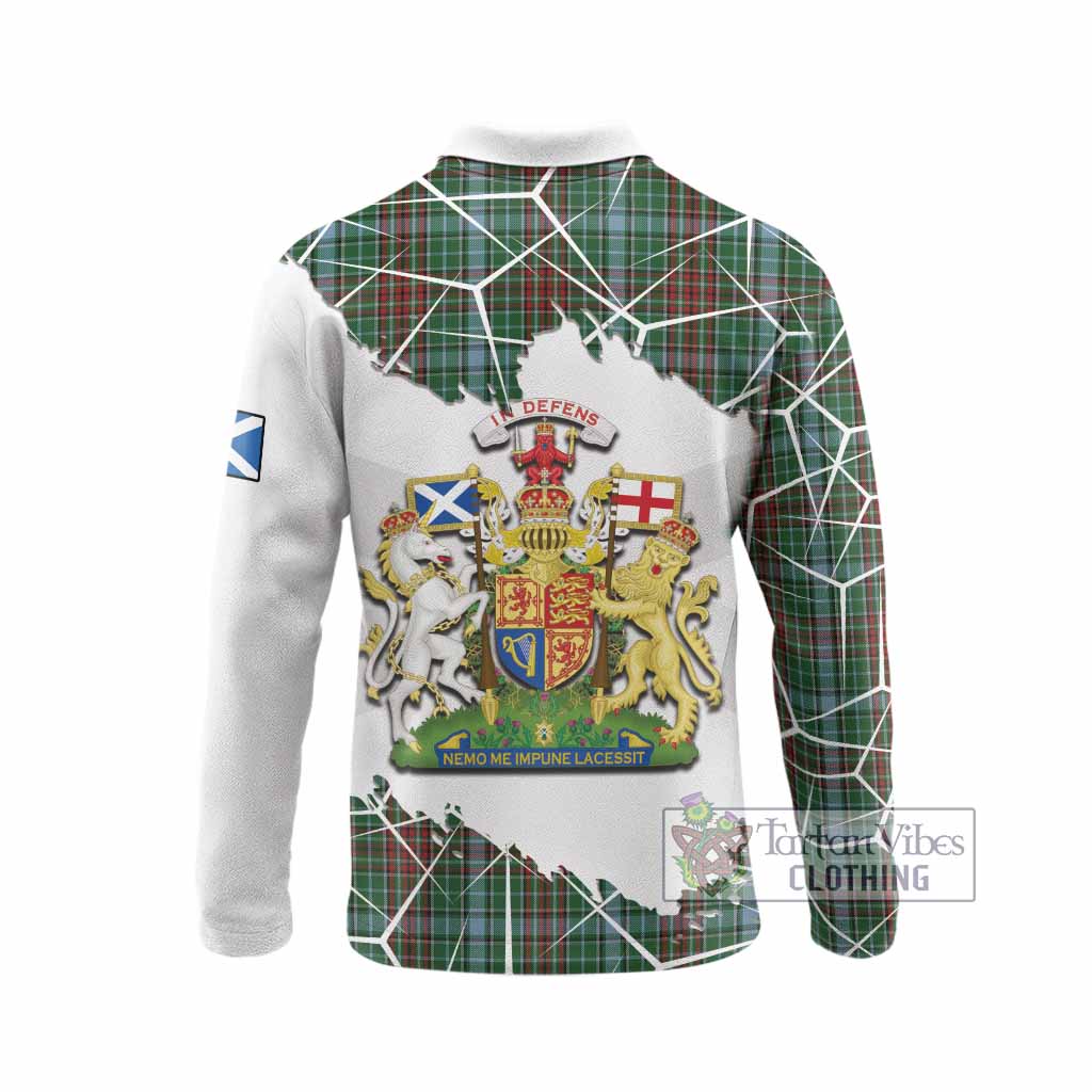 Gayre Tartan Long Sleeve Polo Shirt with Family Crest and Lion Rampant Grunge Style