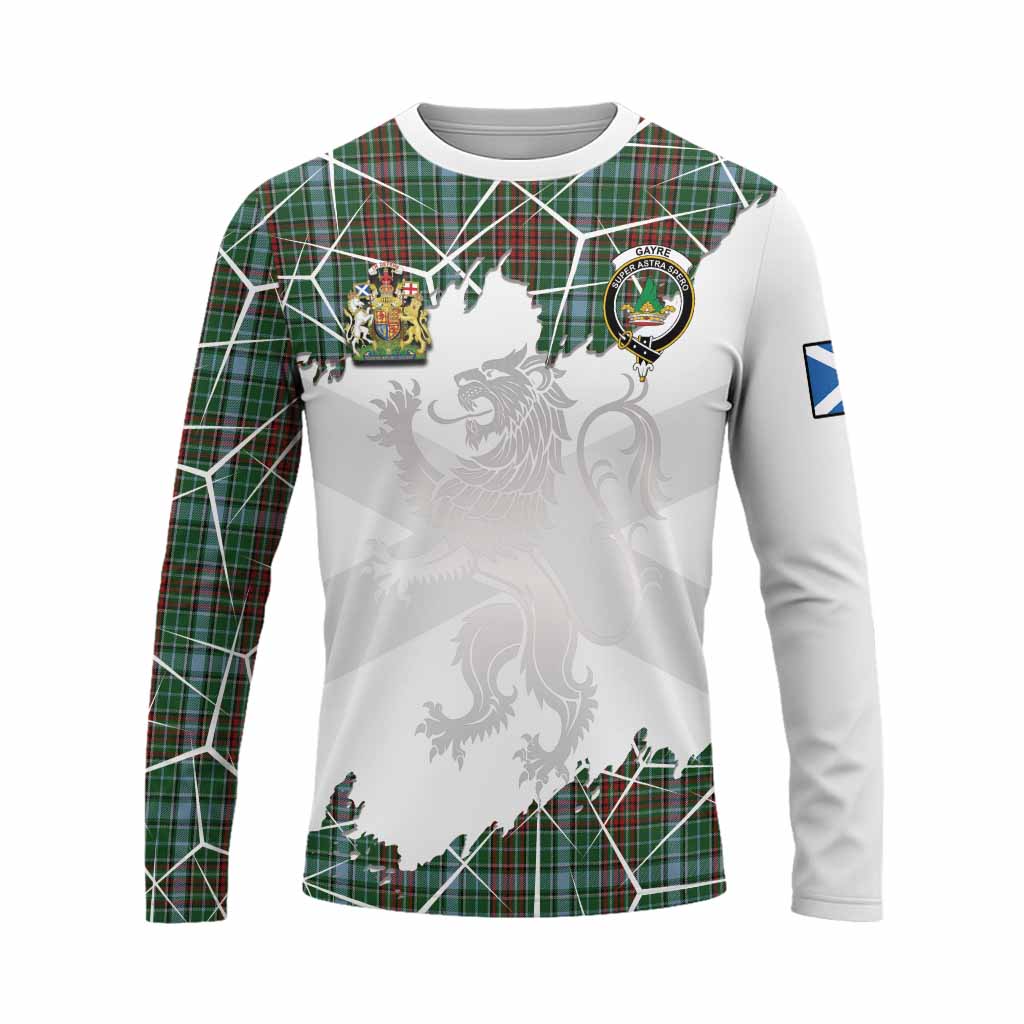 Gayre Tartan Long Sleeve T-Shirt with Family Crest and Lion Rampant Grunge Style