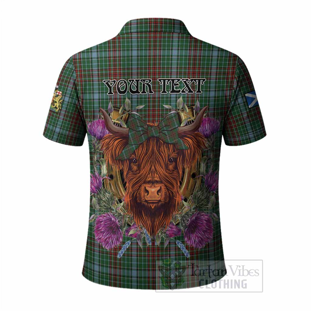 Gayre Tartan Polo Shirt Scottish Thistle Heilan Coo