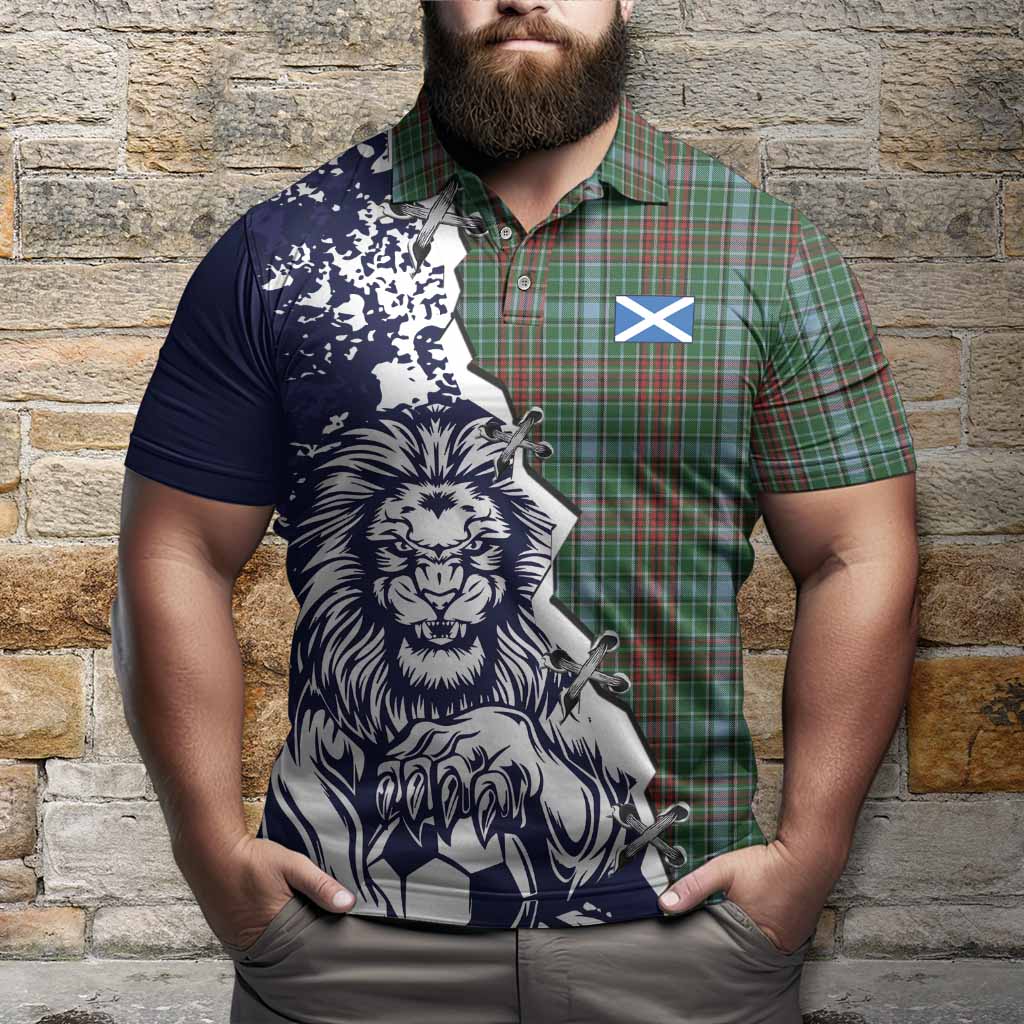 Gayre Tartan Scottish Polo Shirt Angry Lion With Soccer Ball Style