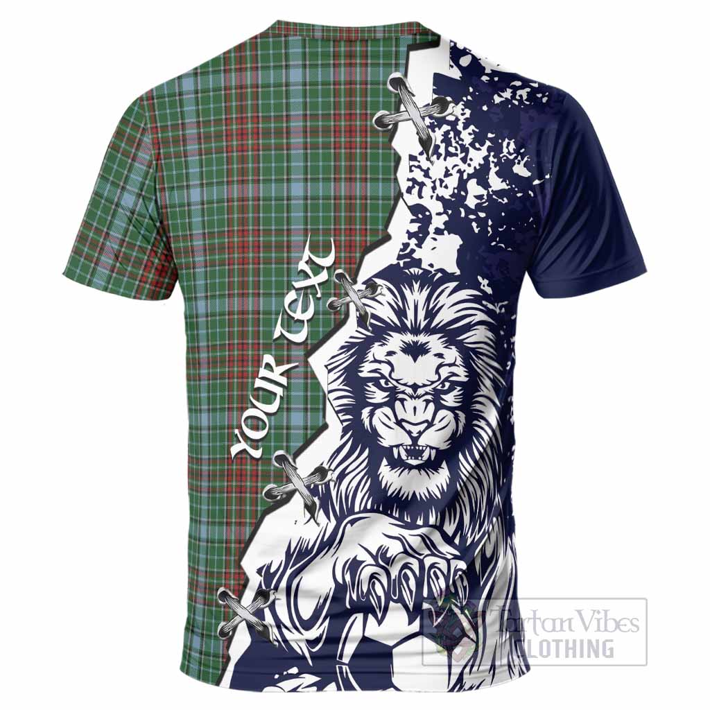 Gayre Tartan Scottish T-Shirt Angry Lion With Soccer Ball Style