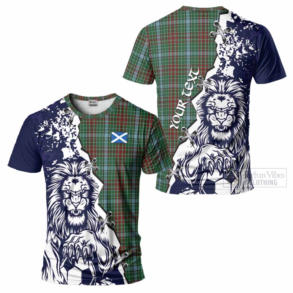 Gayre Tartan Scottish T-Shirt Angry Lion With Soccer Ball Style