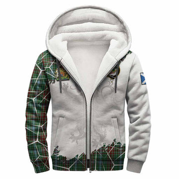 Gayre Tartan Sherpa Hoodie with Family Crest and Lion Rampant Grunge Style