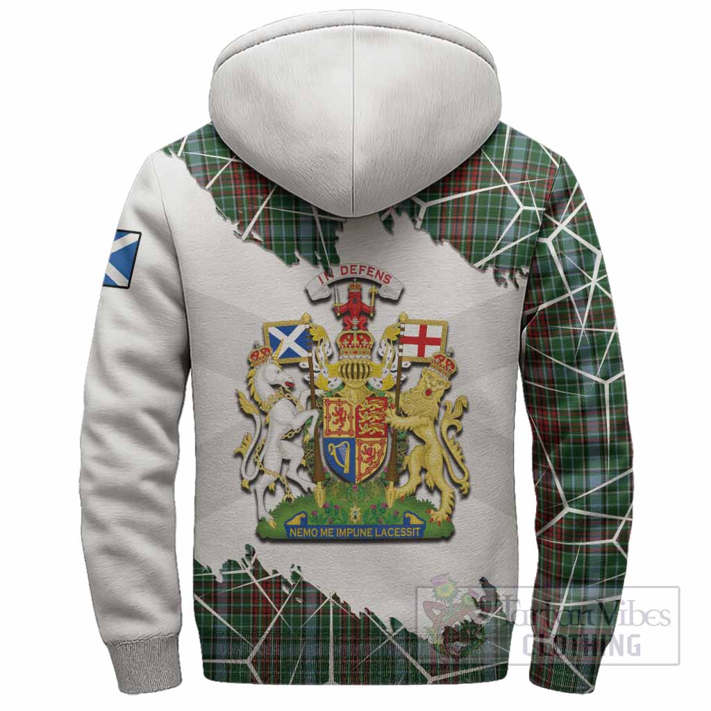 Gayre Tartan Sherpa Hoodie with Family Crest and Lion Rampant Grunge Style